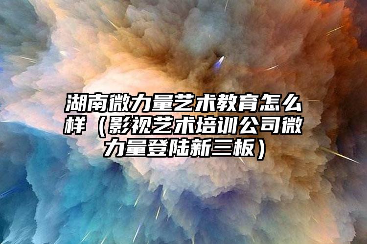 湖南微力量藝術教育怎么樣（影視藝術培訓公司微力量登陸新三板）