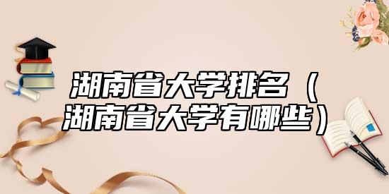 湖南省大學(xué)排名(湖南省大學(xué)有哪些)