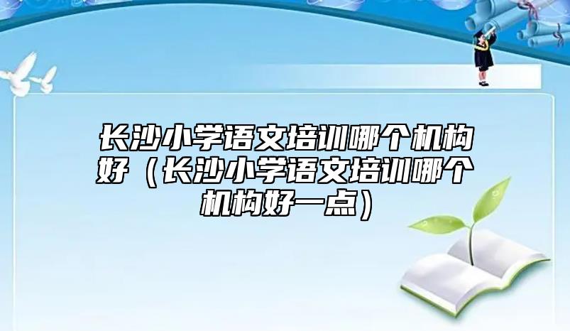 長(zhǎng)沙小學(xué)語文培訓(xùn)哪個(gè)機(jī)構(gòu)好（長(zhǎng)沙小學(xué)語文培訓(xùn)哪個(gè)機(jī)構(gòu)好一點(diǎn)）
