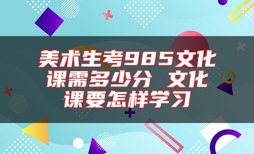 美術(shù)生考985文化課需多少分 文化課要怎樣學習