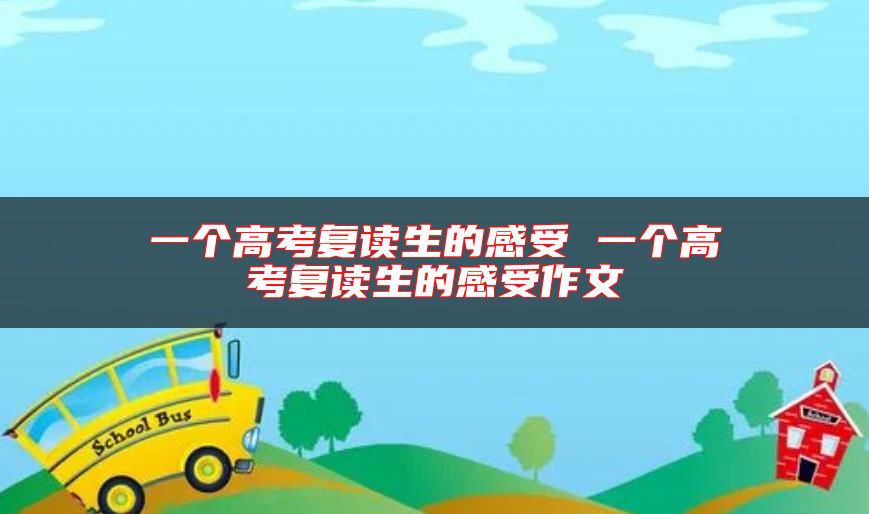 一個(gè)高考復(fù)讀生的感受 一個(gè)高考復(fù)讀生的感受作文