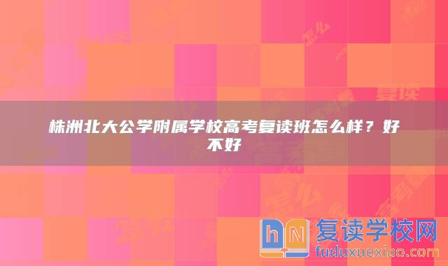 株洲北大公學(xué)附屬學(xué)校高考復(fù)讀班怎么樣?好不好