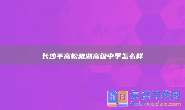 長沙**高松雅湖高級中學怎么樣