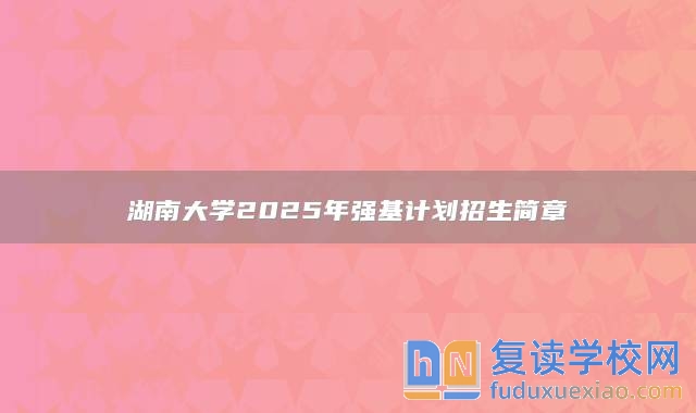 湖南大學(xué)2025年強基計劃招生簡章