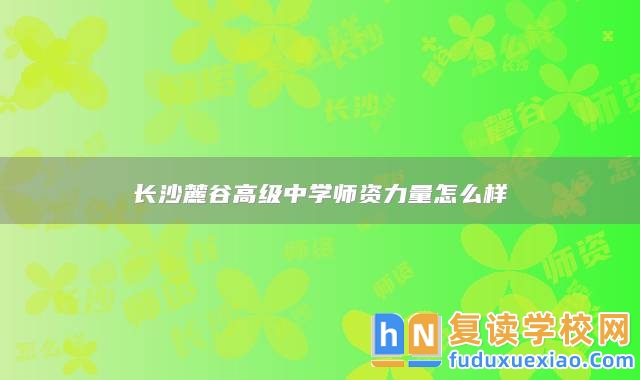 長沙麓谷高級中學(xué)師資力量怎么樣