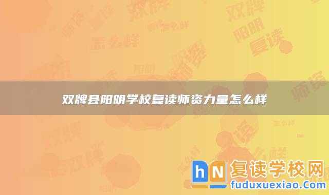 雙牌縣陽明學(xué)校復(fù)讀師資力量怎么樣